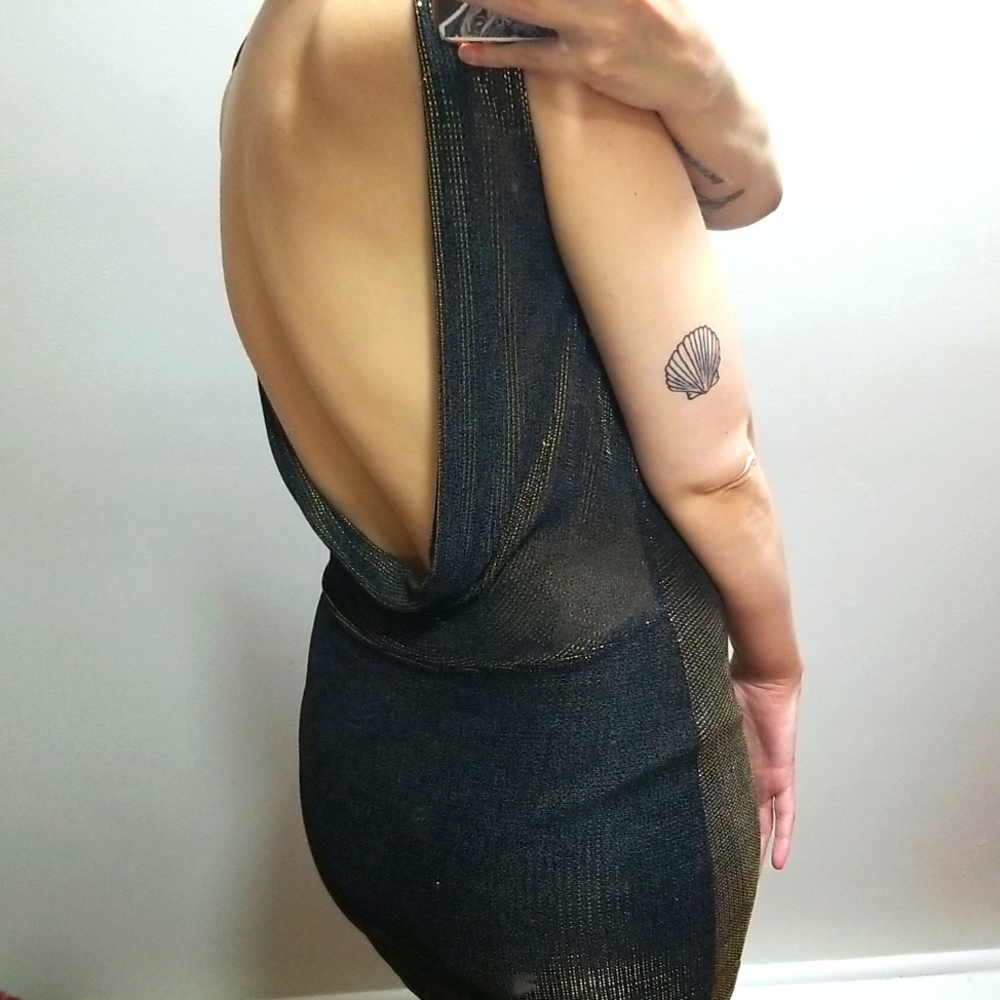 Backless Black and Gold Mini Dress